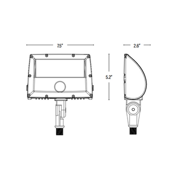 LED Flood Light, Knuckle Mount, Black, 30W, 3700 Lumens